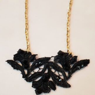 Black Lace Black Crystals Necklace