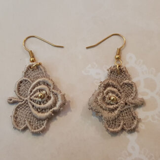 Brown Lace Flower Earrings