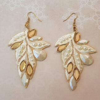 Cream Color Leaves Earrings