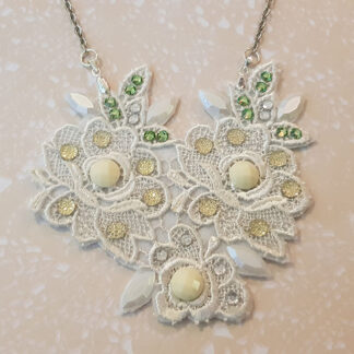 White Lace Colored Leaves Necklace