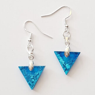 Coral Blue Triangle Earrings