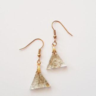 Coral Gold & White small Triangles Earrings