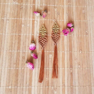 Brown Macrame Boho statement earrings