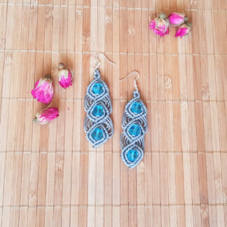 Gray Macrame Boho chic earrings