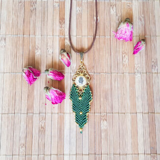 Boho macrame necklace with hamsa