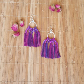 Purple colors macrame fring earrings