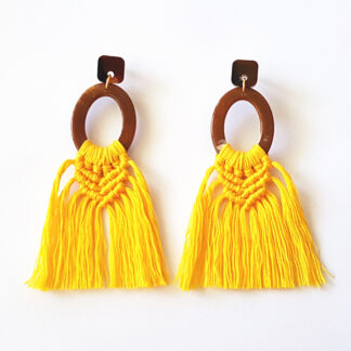 Yellow Macrame fring earrings