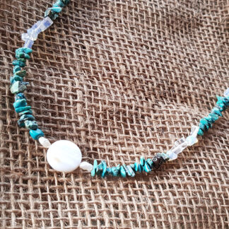 Gems necklace: Turquoise, Opal, pearls & shell