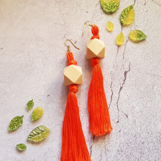 Orange boho long earrings