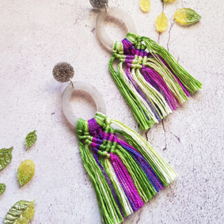 Purple & Green Macrame earrings