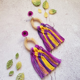 Purple & Yellow Macrame earrings