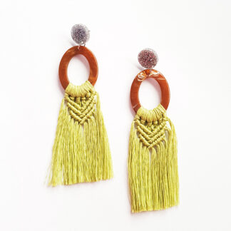 Greenish Macrame- brown & silver elements