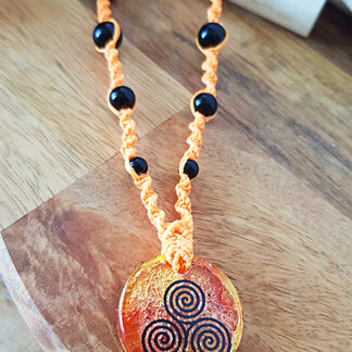 Orange Triskelion Necklace