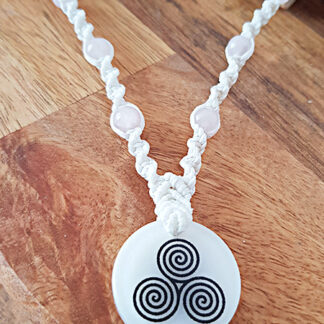 White Triskelion Necklace