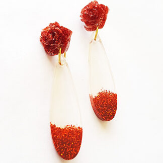 Red sparkle rose & drops (Thin)
