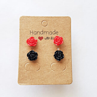 Red & black roses stud earrings