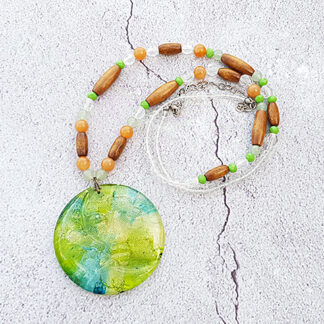 Moon long necklace with Green Aventurine gemstone beads