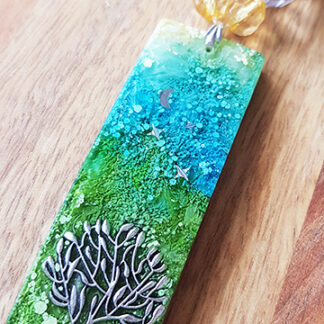 Tree of Life pendant- Brown beads long necklace