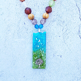 Tree of Life pendant- Colorful beads long necklace