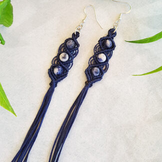 Sodalite Macrame long earrings