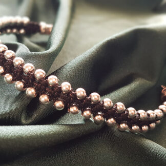 Macrame bracelet with 925 sterling silver or goldfield beads