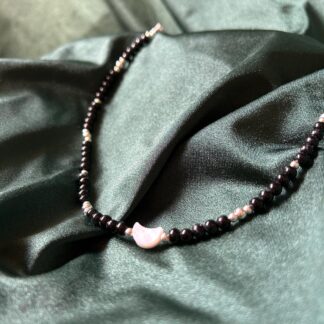 Onyx and a Crescent moon necklace