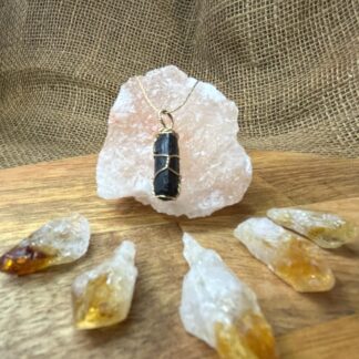 Black Tourmaline wrapped pendant