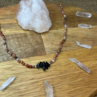 Agate & Black Tourmaline necklace