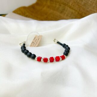 Red Howlite, Lava & silver/ gold beads bracelet- Style C