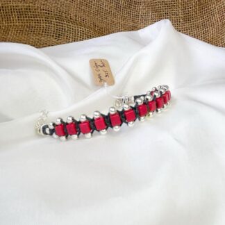 Red Howlite & silver/ gold beads