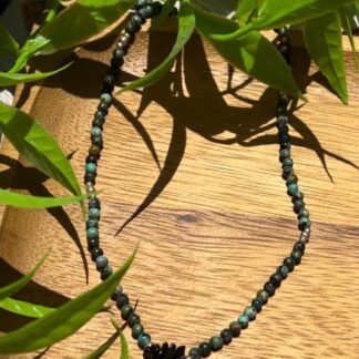 African Turquoise & Black Tourmaline necklace