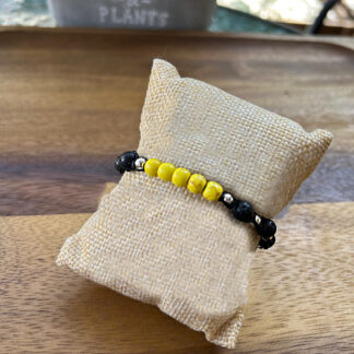 Yellow Howllite and Lava Bracelet