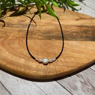 Gentle Black Tourmaline & Pearls Necklace