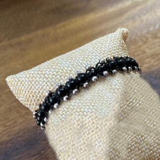 Black Onyx and Silver/ Gold Beads Bracelet