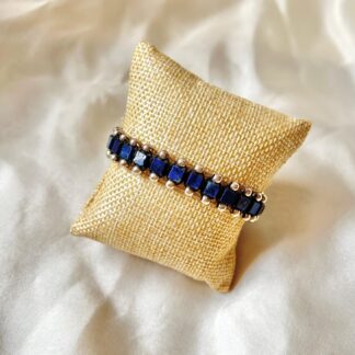 Lapis Lazuli cubs & silver/ gold beads bracelet